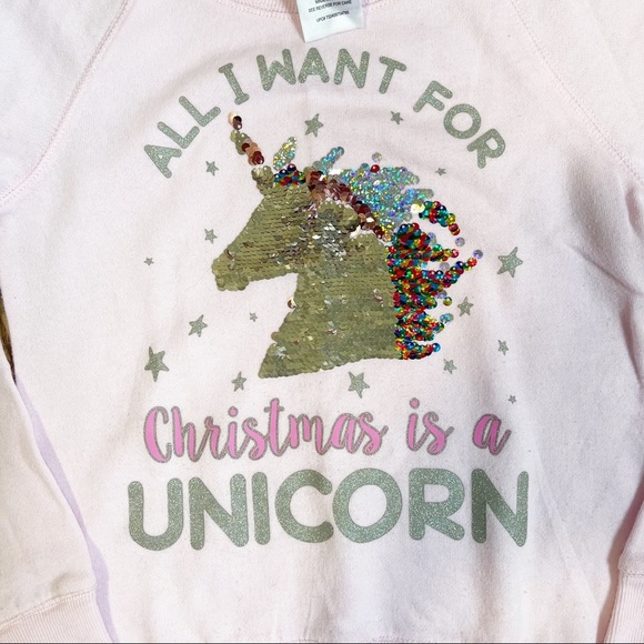 MODERN LUX “All I want for Christmas is a Unicorn” sequence detail sweat shirt - Picture 2 of 6
